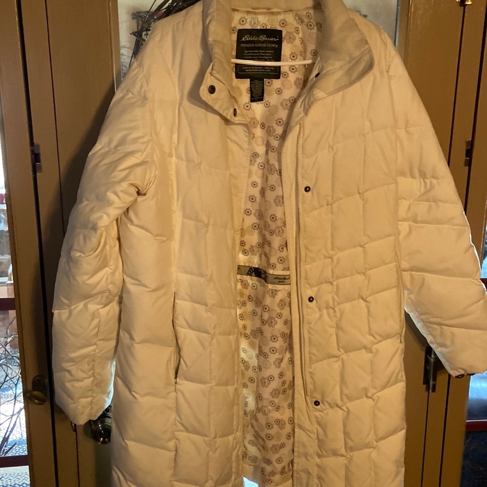 Eddie Bauer cream Long winter coat xl